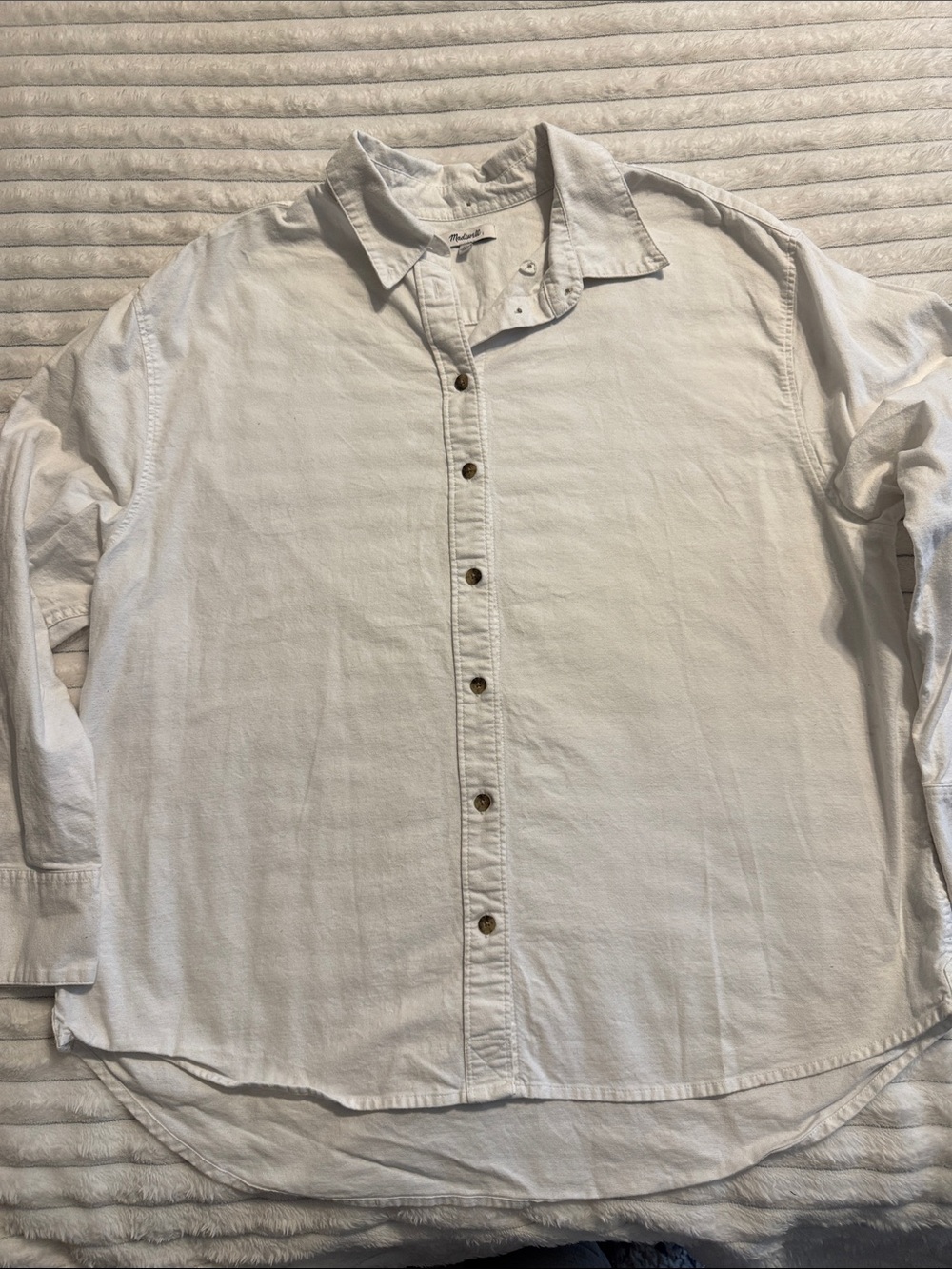 Madewell Oversized Button-Down Shirt in Off-White